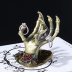 YU FENG Gothic Rose Skeleton Hand Jewelry Holder for Halloween Decor Rings Necklaces and Jewellery Accessories Hand Form Display