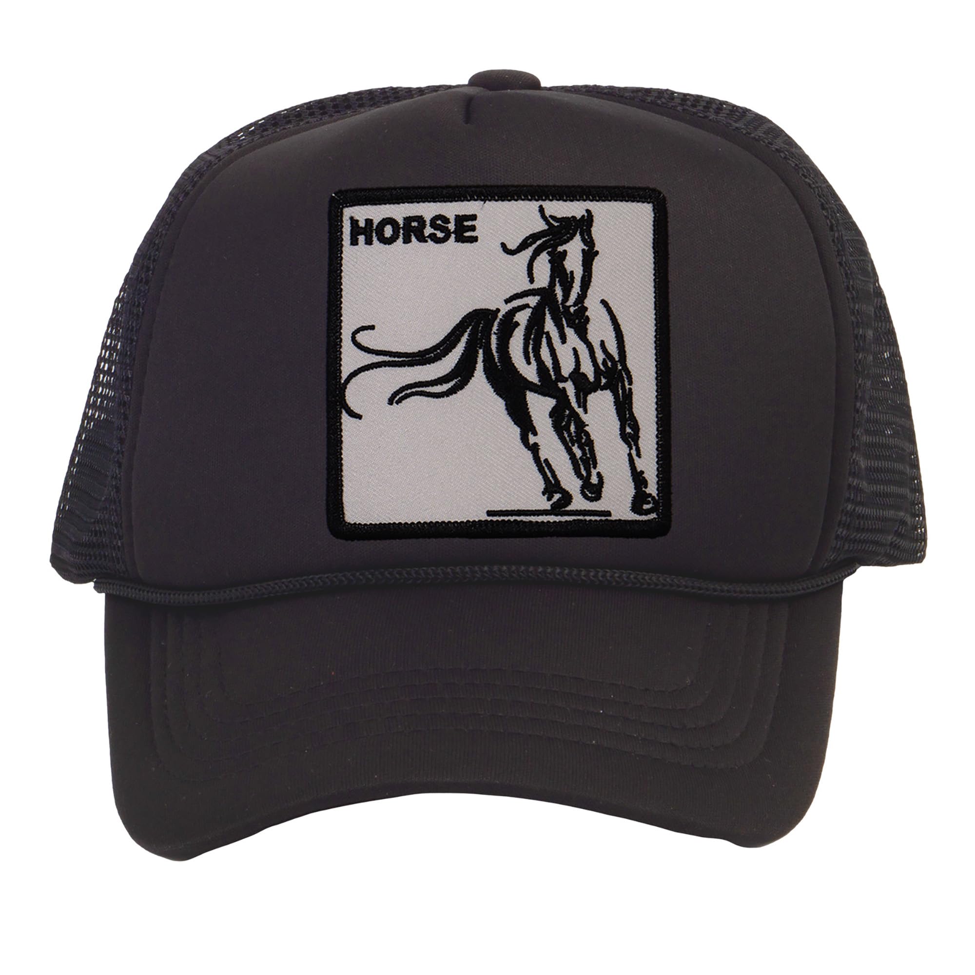 TOP HEADWEAR Men's Animal Trucker Hat - Snapback Farm Cap, Horse Black