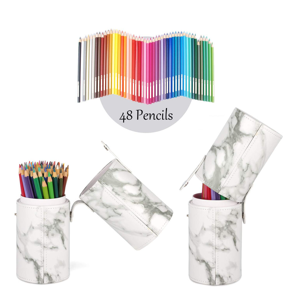 Makeup Brush Holder Travel Brushes Case Bag Cup Storage Dustproof for Women (Marble)