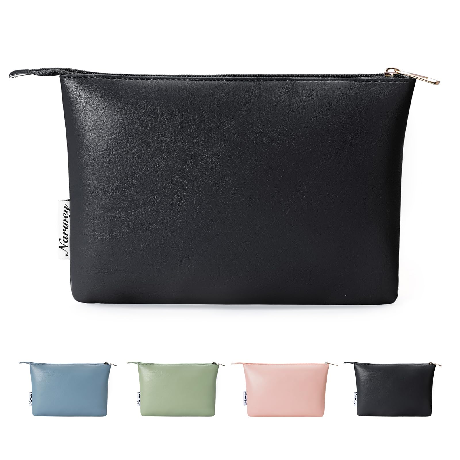 Narwey Small Makeup Bag for Purse Vegan Leather Travel Makeup Pouch Cosmetic Bag Zipper Pouch for Women