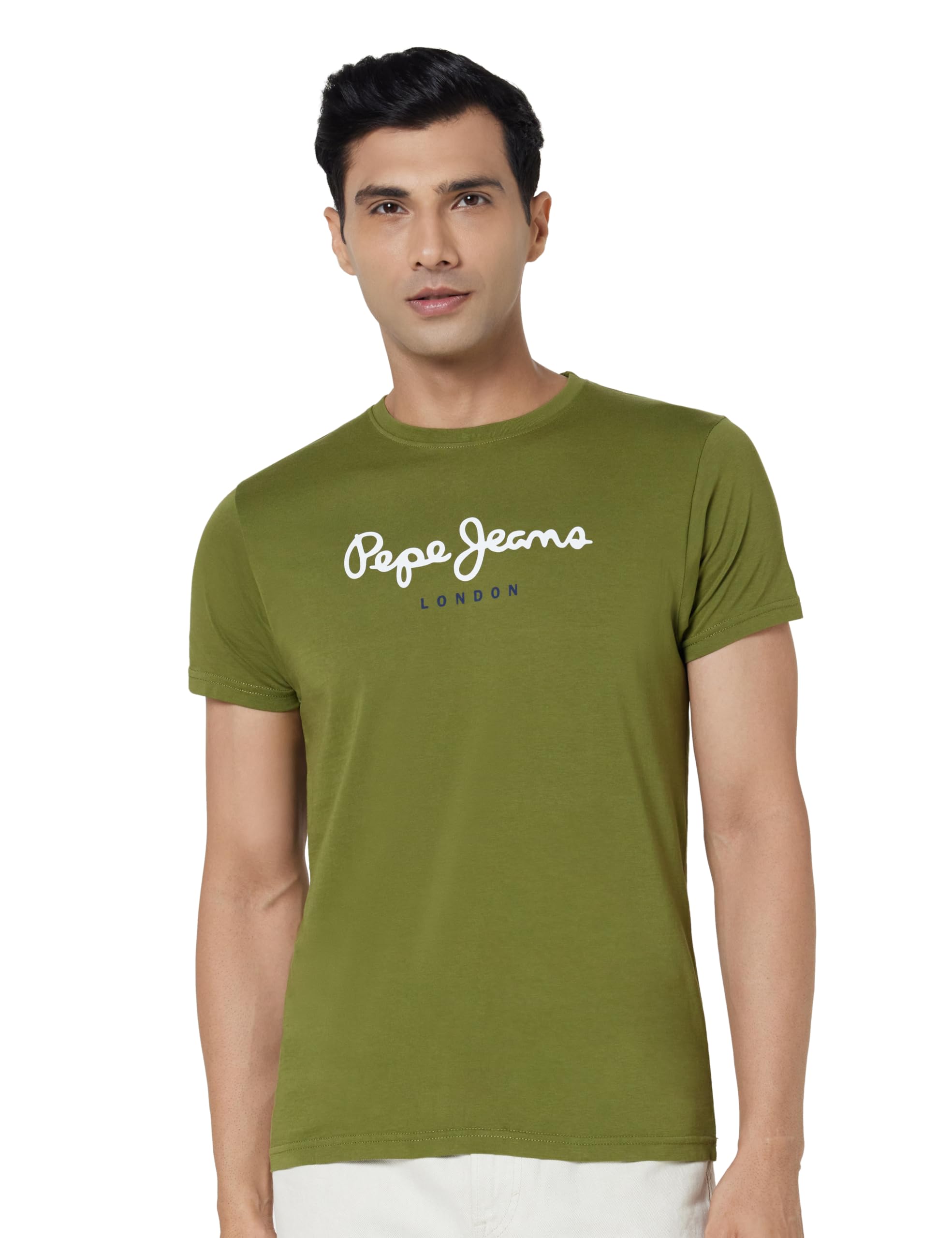 MenS Green Logo Print T-Shirt