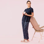 Enamor E048 Tapered Lounge Pants with Drawstring Details with Metal Ends