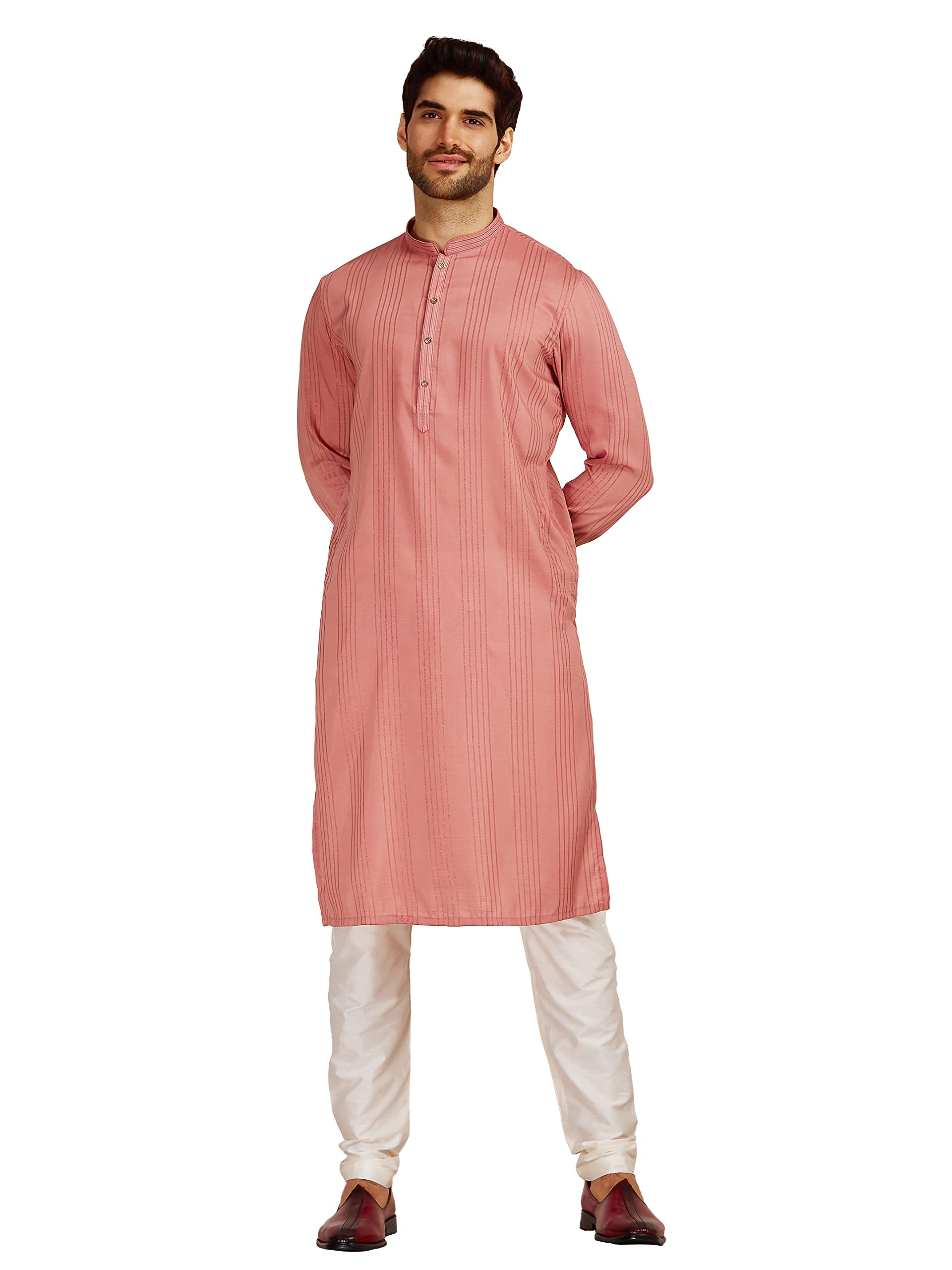 Manyavar Coral Art Silk Full Sleeve Kurta Set | Traditional Kurta Set For Men (XXL)