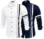 Zartha MenS Regular Fit Striped Pattern Cotton Blend Shirt With Collared Neck Long Sleeve And Standard Length | Shirt For Man