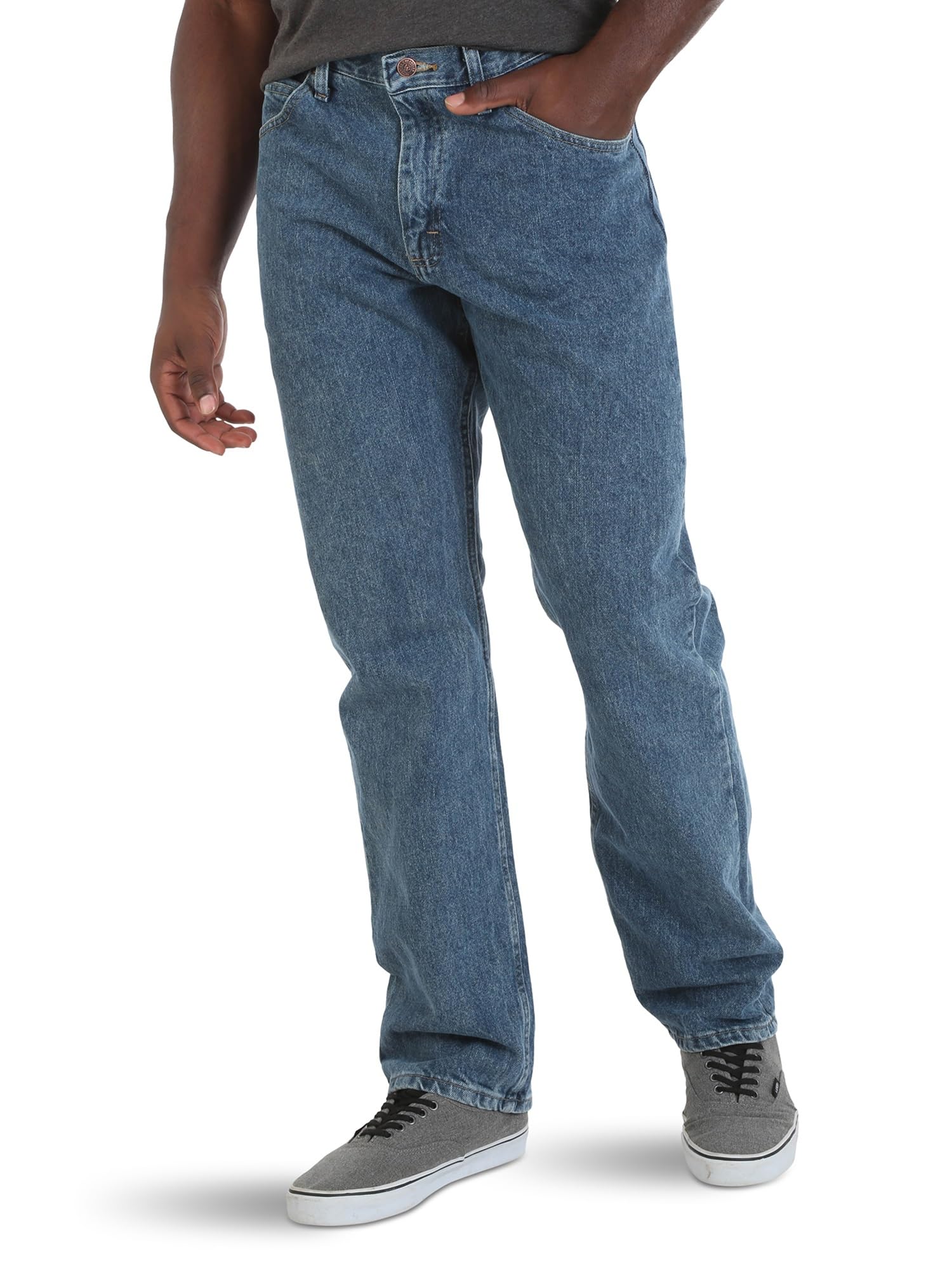 Wrangler Authentics Men's Classic 5-Pocket Relaxed Fit Cotton Jean, Vintage Stonewash, 38W x 34L