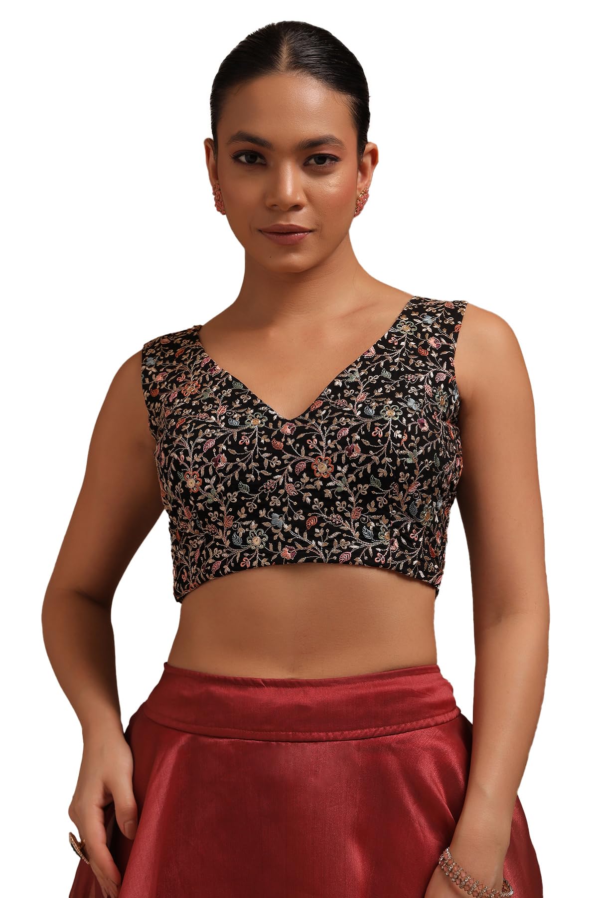 Soch Women Georgette Embroidered Sleeveless Regular Fit Blouse