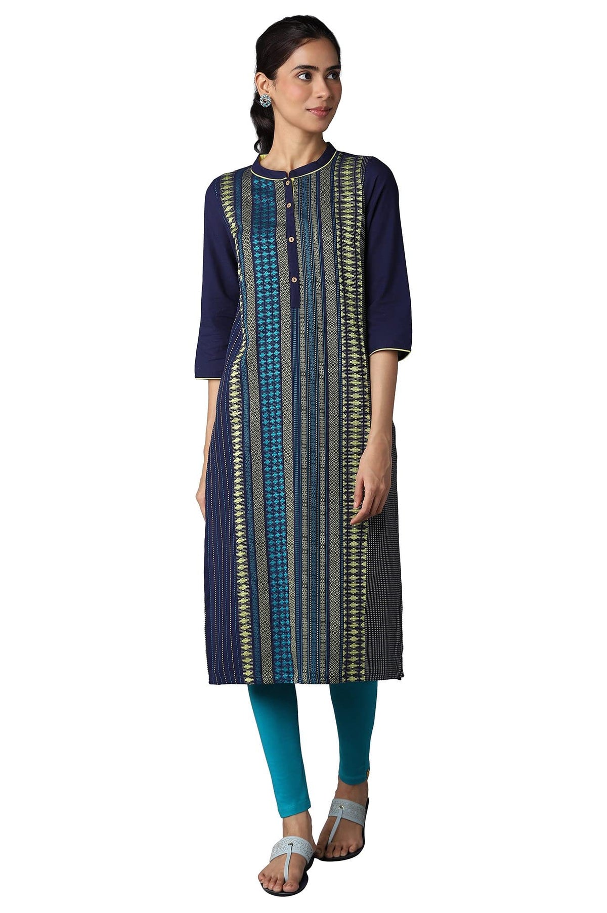Aurelia WomenS Cotton Regular Kurta (21Aua11501-703089_Navy