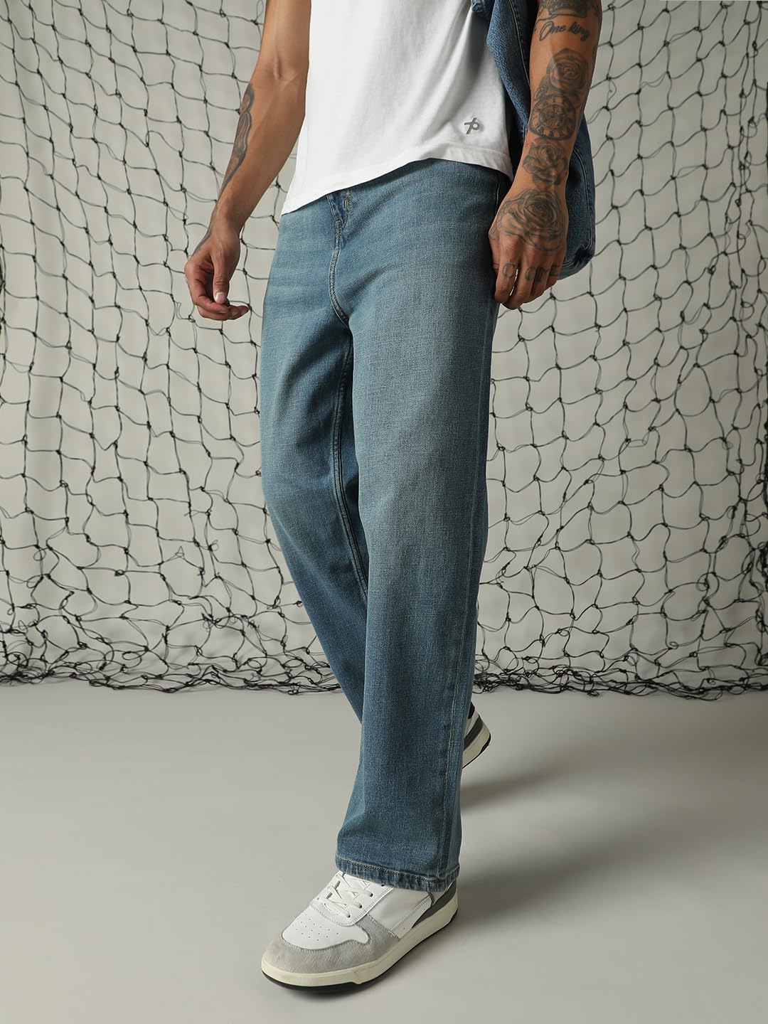 Hubberholme Men Washed Cotton Loose Fit Mid- Rise Jeans 72