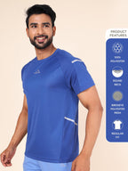 Rupa Colors Mens PLAYSURE Dry FIT Raglan Sleeve Round Neck Activewear T-Shirt | 100% Polyester Fabric | Reflective Logo | Regula