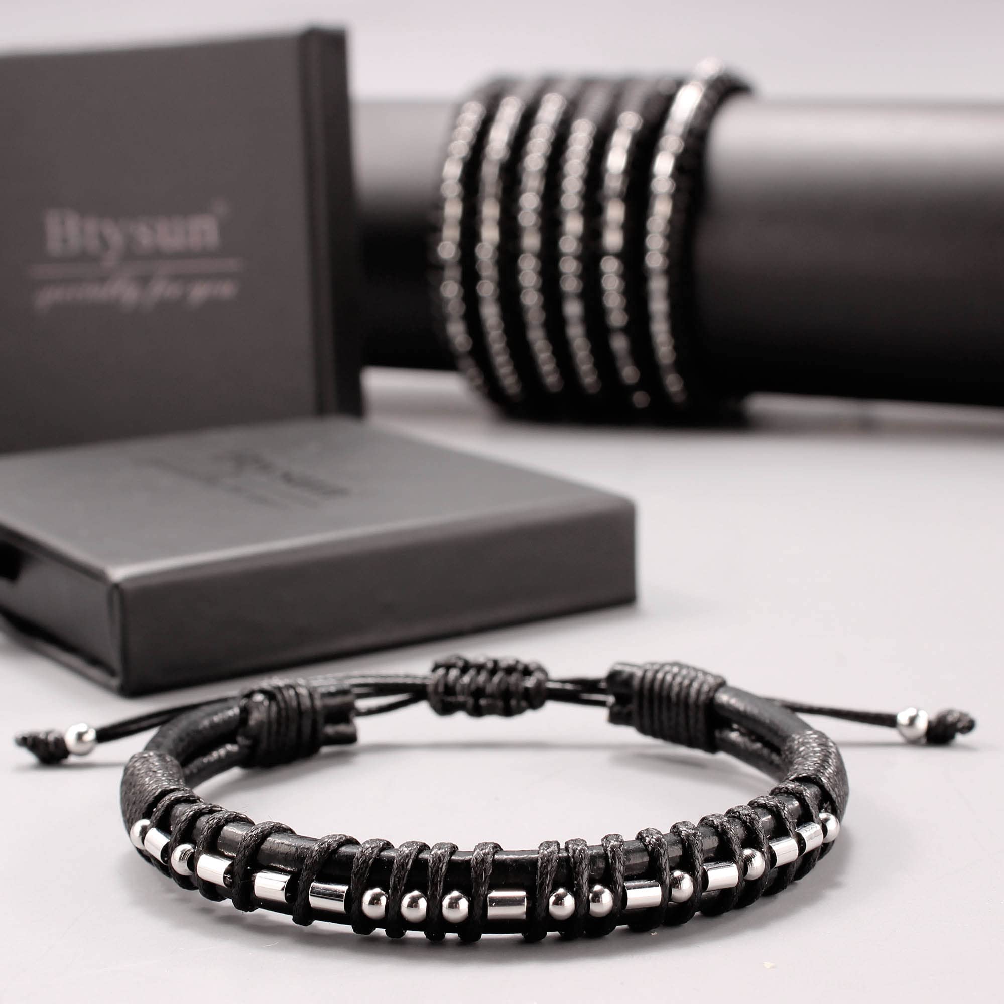 Btysun Morse Code Bracelets for Men Cancer Gifts for Him Adjustable Leather Bracelet Brother Son Father Best Friend Bracelets fo