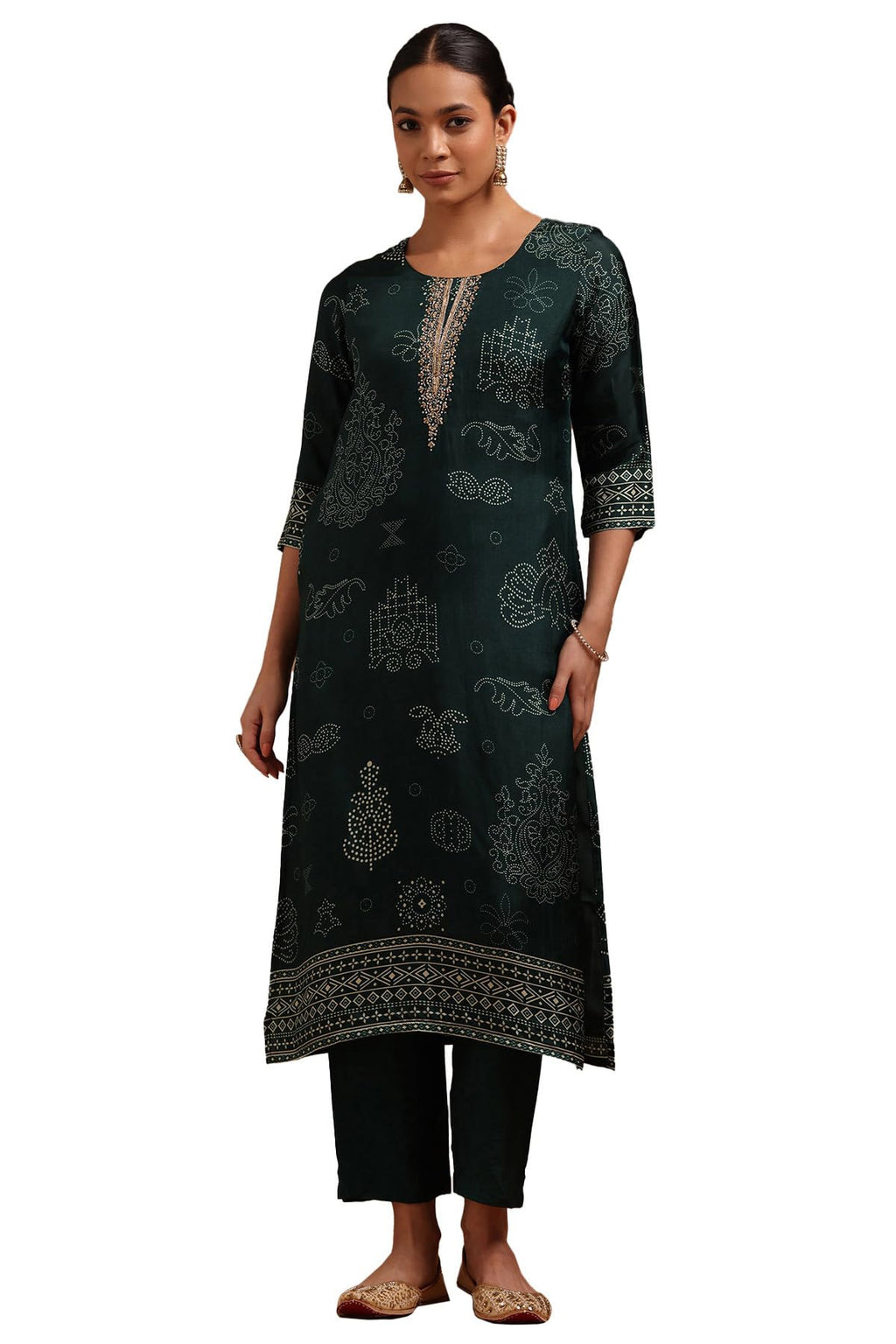 Soch Women Russian Silk Ethnic Motifs Kurta Set with Cutdana