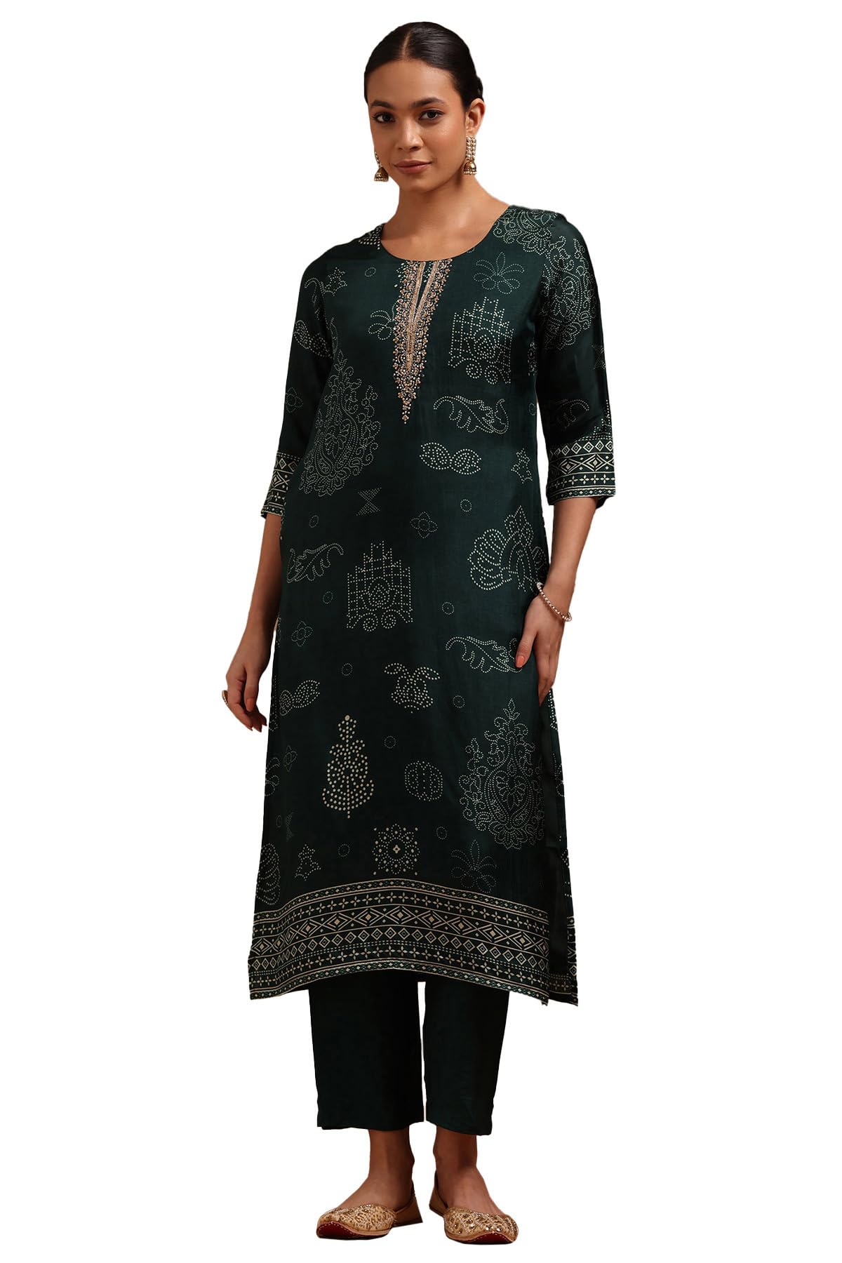 Soch Women Russian Silk Ethnic Motifs Kurta Set with Cutdana