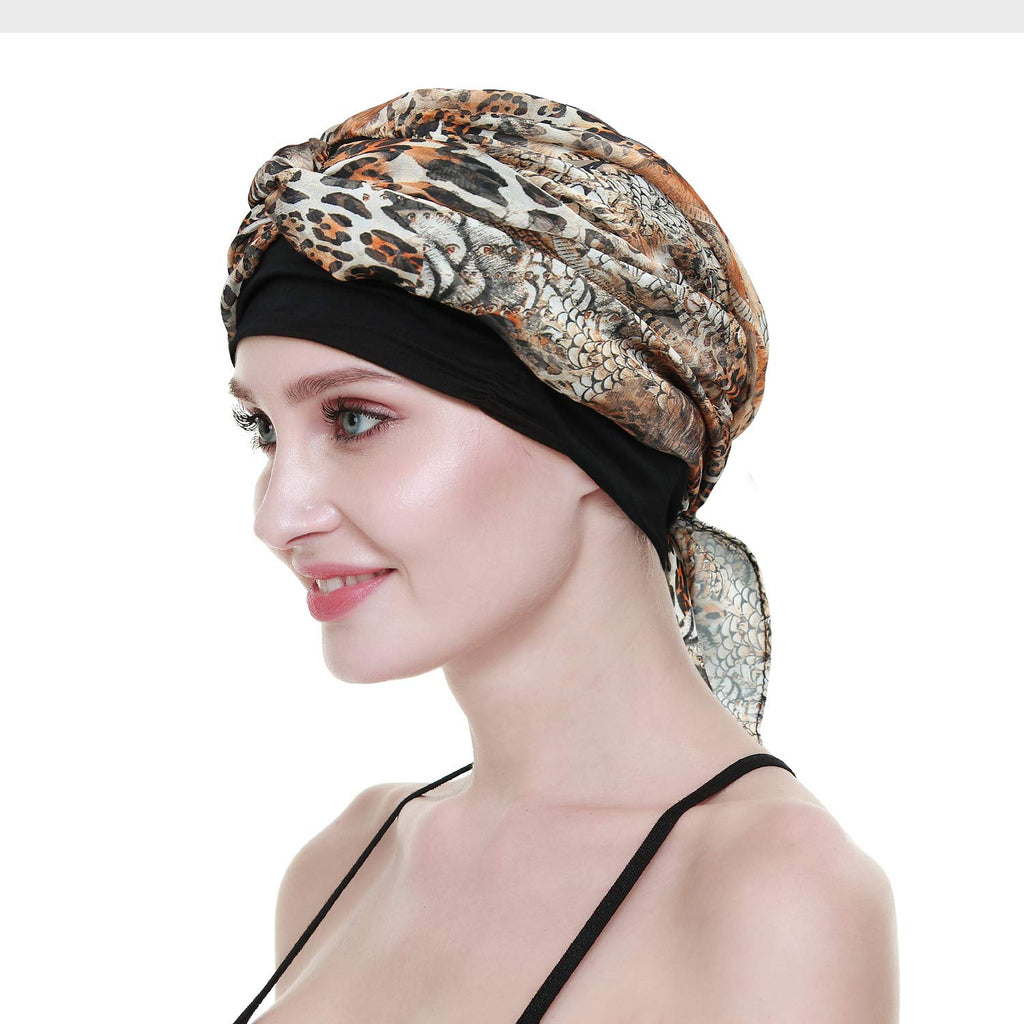 Ladies Chemo Turban Hats Beanie Scarf Cancer Headwear for Hair Loss Patients