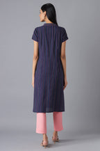 Aurelia Mandarin Cotton Womens Calf Length Kurta (S22Fea12881-P)