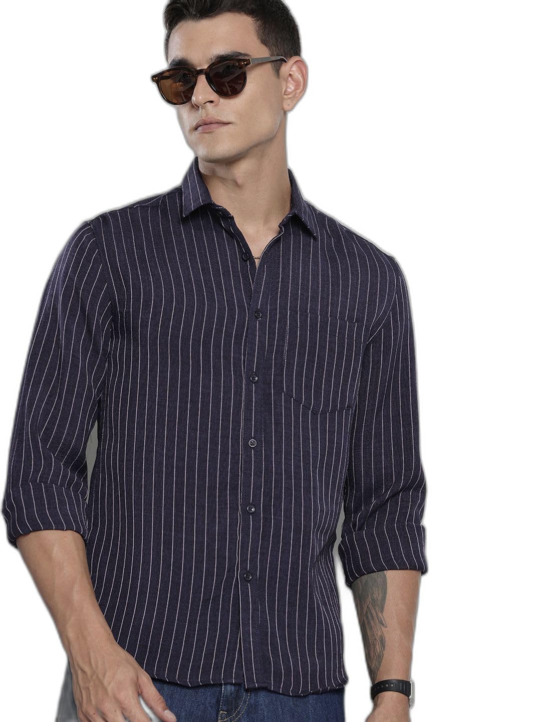 The Indian Garage Co Mens Slim Fit Striped Shirt