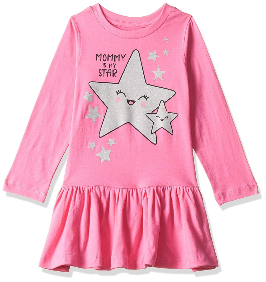 T2f Girls Cotton Printed Full Sleeve Knee-Length Casual Dress