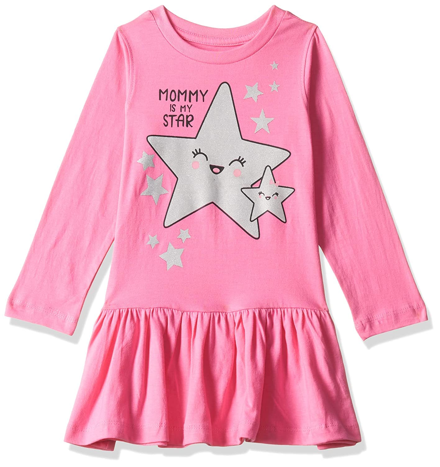 T2f Girls Cotton Printed Full Sleeve Knee-Length Casual Dress