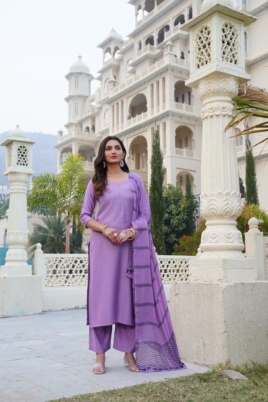 ANNI DESIGNER Women s Kurta with Trousers and Dupatta, purple, 4X-Large