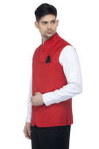 Favoroski Bandhgala Sleeveless Jackets Ethnic Men'S Wear Waistcoat (Red_40)