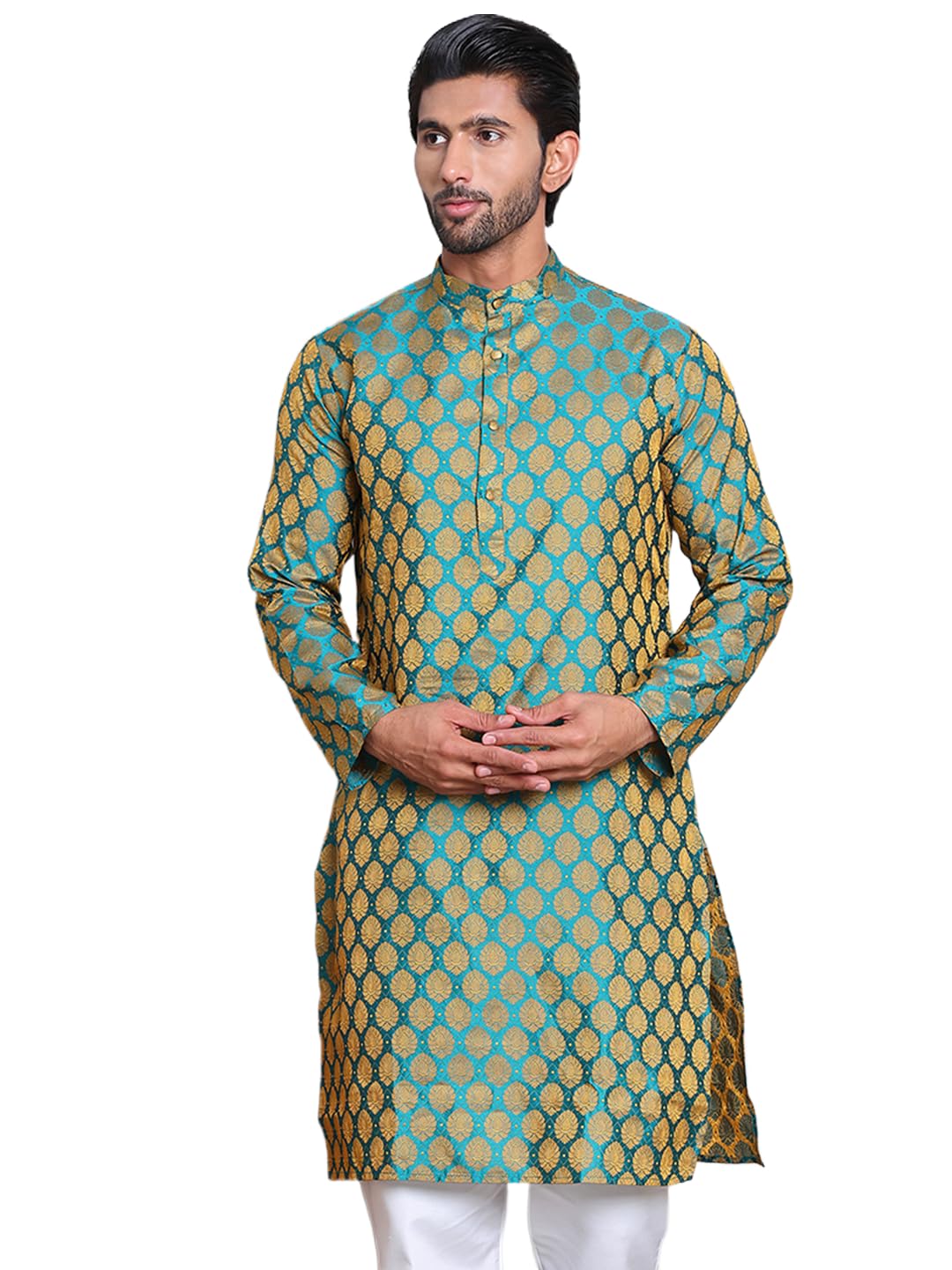 Jompers Mens Jacquard Woven Design Kurta