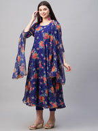 ANNI DESIGNER Womens Georgette Anarkali Printed Kurta with Pant & Dupatta (Atasi Blue-Nw02_XXL_Blue_XX-Large)