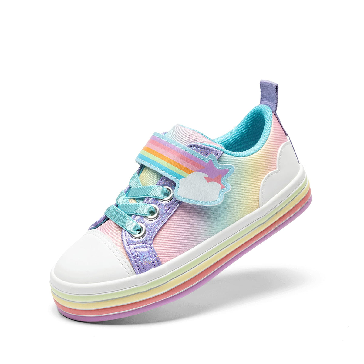 DREAM PAIRS Toddler Girls Shoes Rainbow Sneakers Casual School Walking Hook and Loop Footwear for Toddler/Little Kids, Rainbow/P 10.5