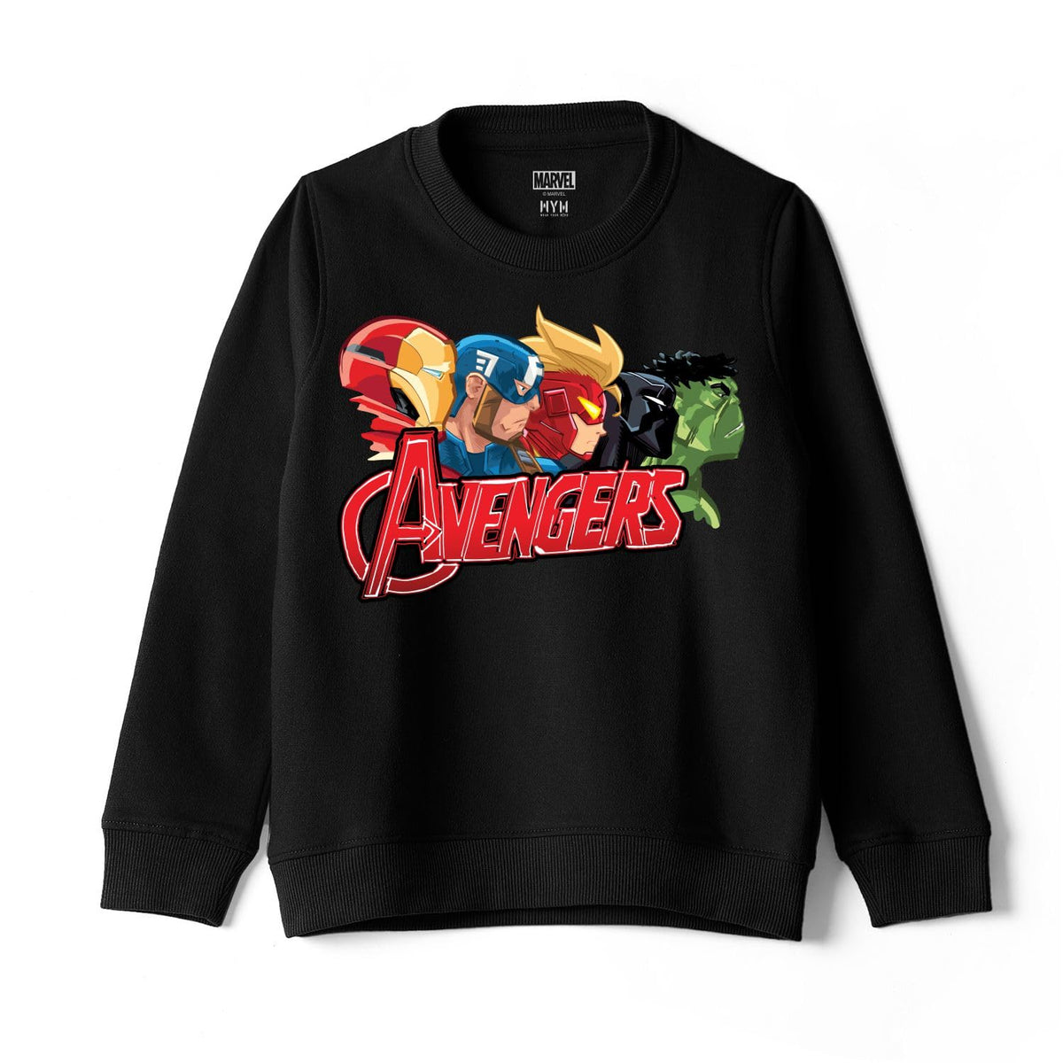 Wear Your Mind Avengers Character Print Black Round Neck Boys Sweatshirt DMARKSW611.2_1617Y 16-17