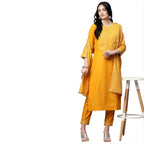 ANNI DESIGNER Women's Cotton Kurta with Palazzo & Dupatta (Battery Yellow X-Large)