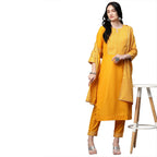Gosriki WomenS Cotton Kurta With Palazzo & Dupatta (Battery Yellow-Go Large)