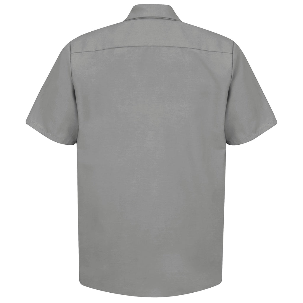 Red Kap Mens Standard Industrial Work Shirt, Regular Fit, Short Sleeve, Light grey, 6X-Large