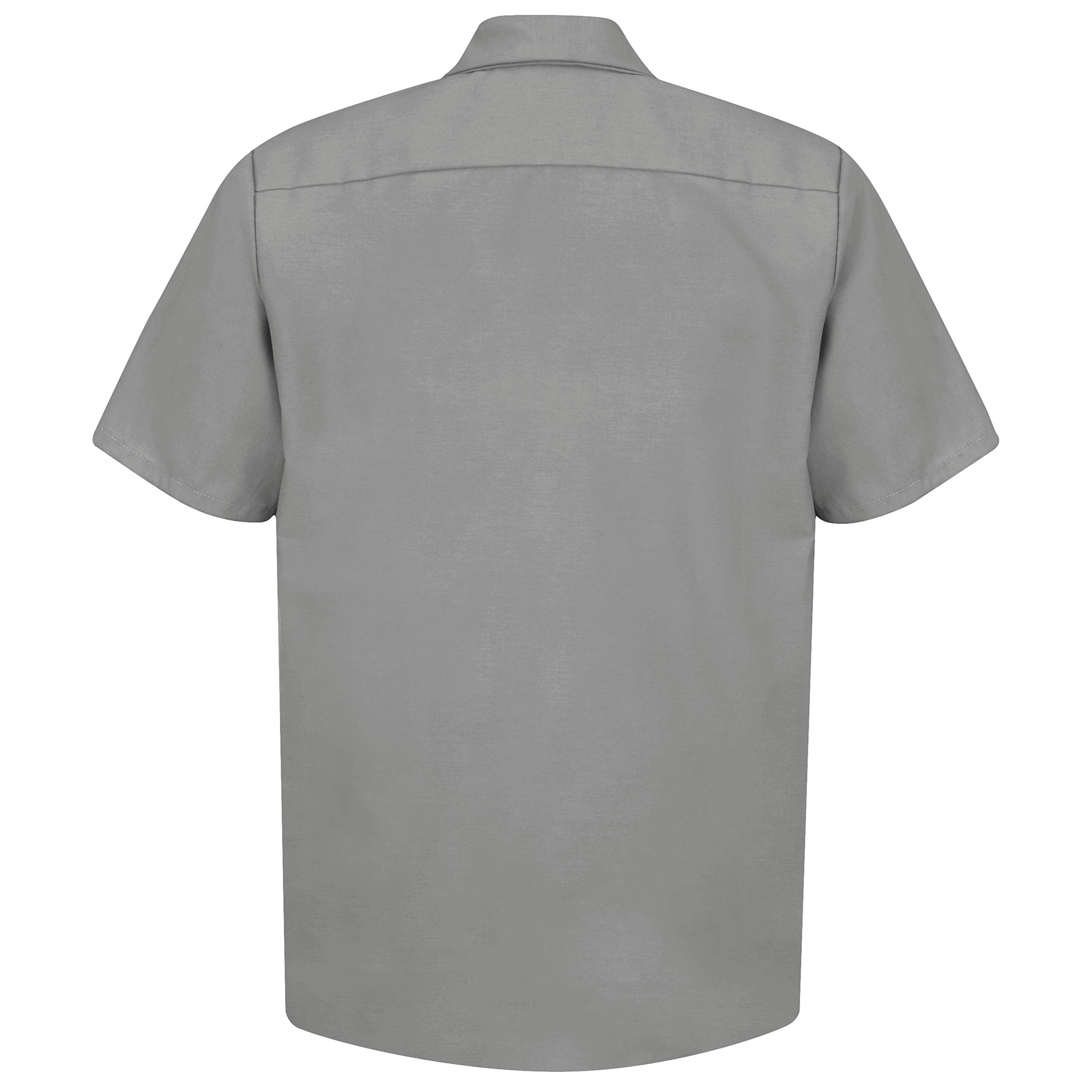 Red Kap Mens Standard Industrial Work Shirt, Regular Fit, Short Sleeve, Light grey, 6X-Large
