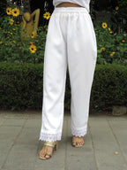 Varanga Women Lace Detailed Regular Palazzo White