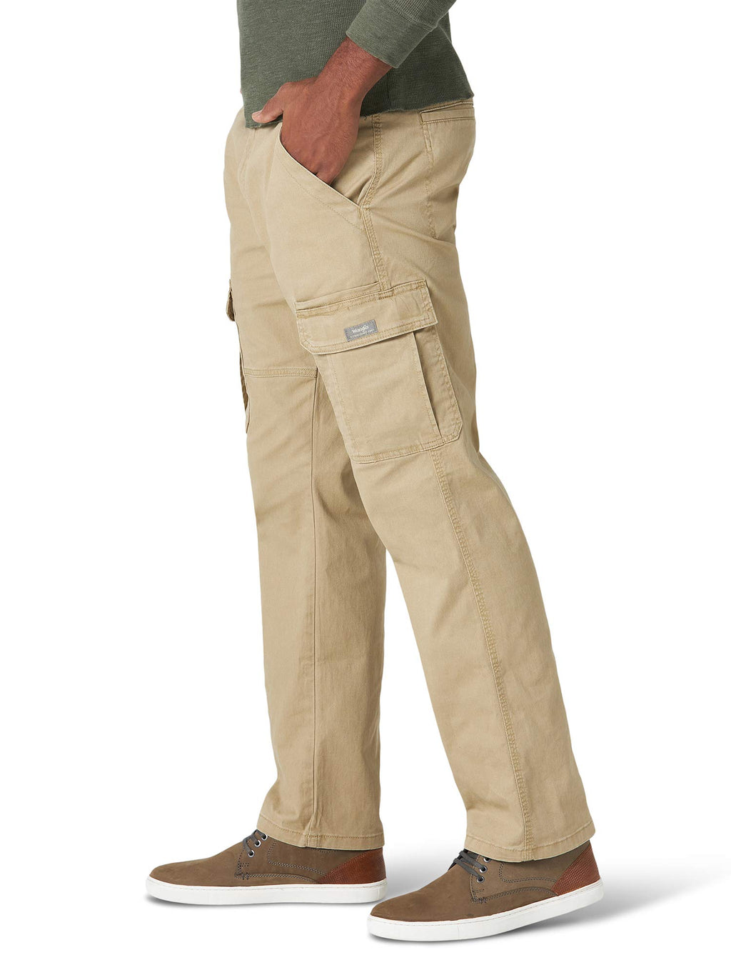 Wrangler Authentics Men's Relaxed Fit Stretch Cargo Pant, Elmwood, 29W x 30L