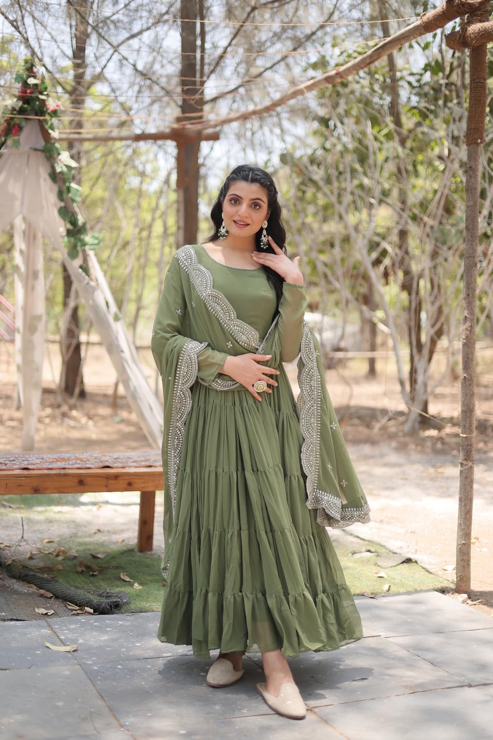 Fashion Basket Georgette Solid Anarkali Kurta Set For Women Lavender