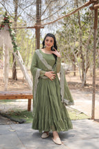 Fashion Basket Georgette Solid Anarkali Kurta Set For Women Lavender