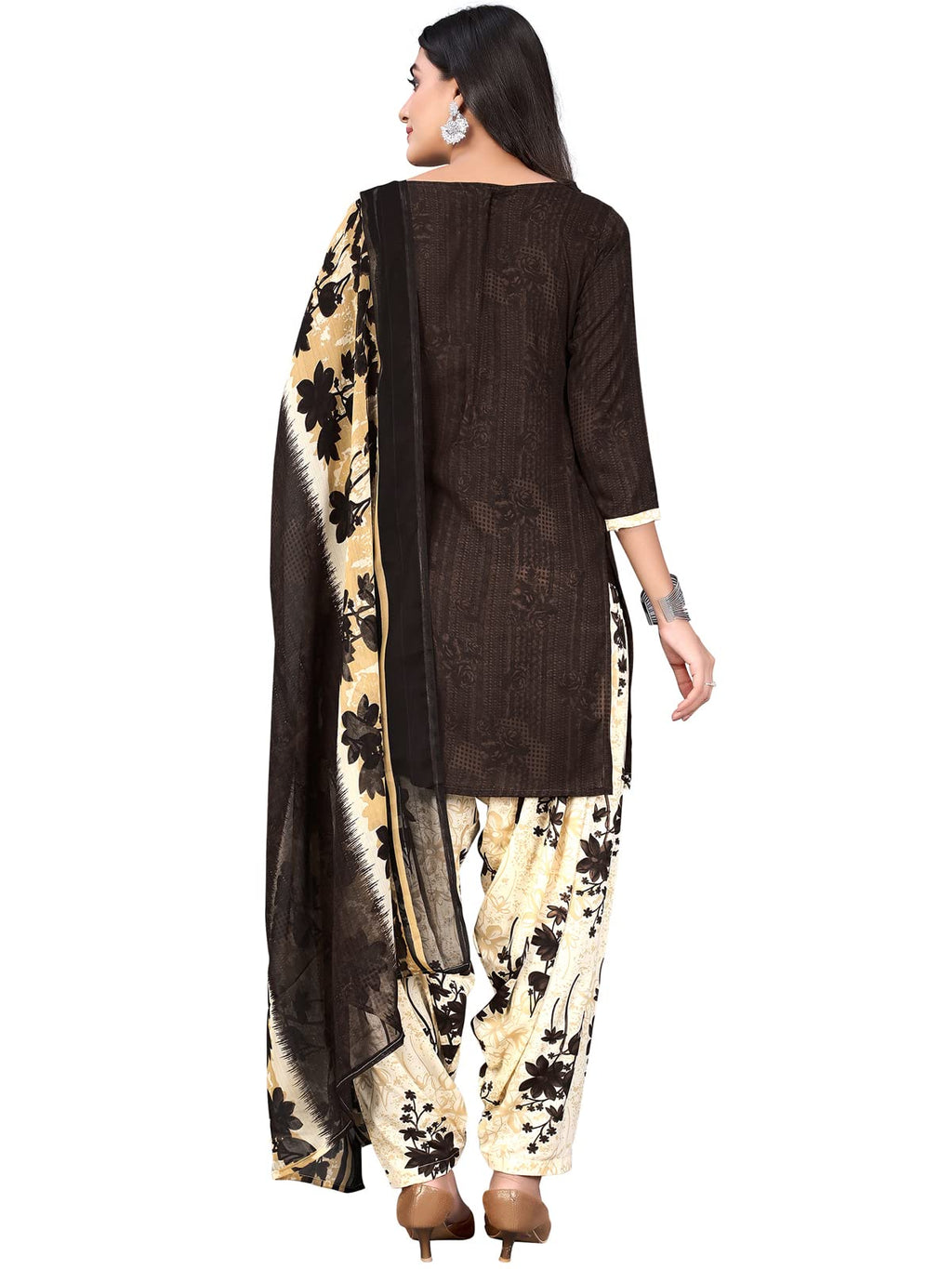 Satrani Womens Crepe Printed Unstitiched Dress Material