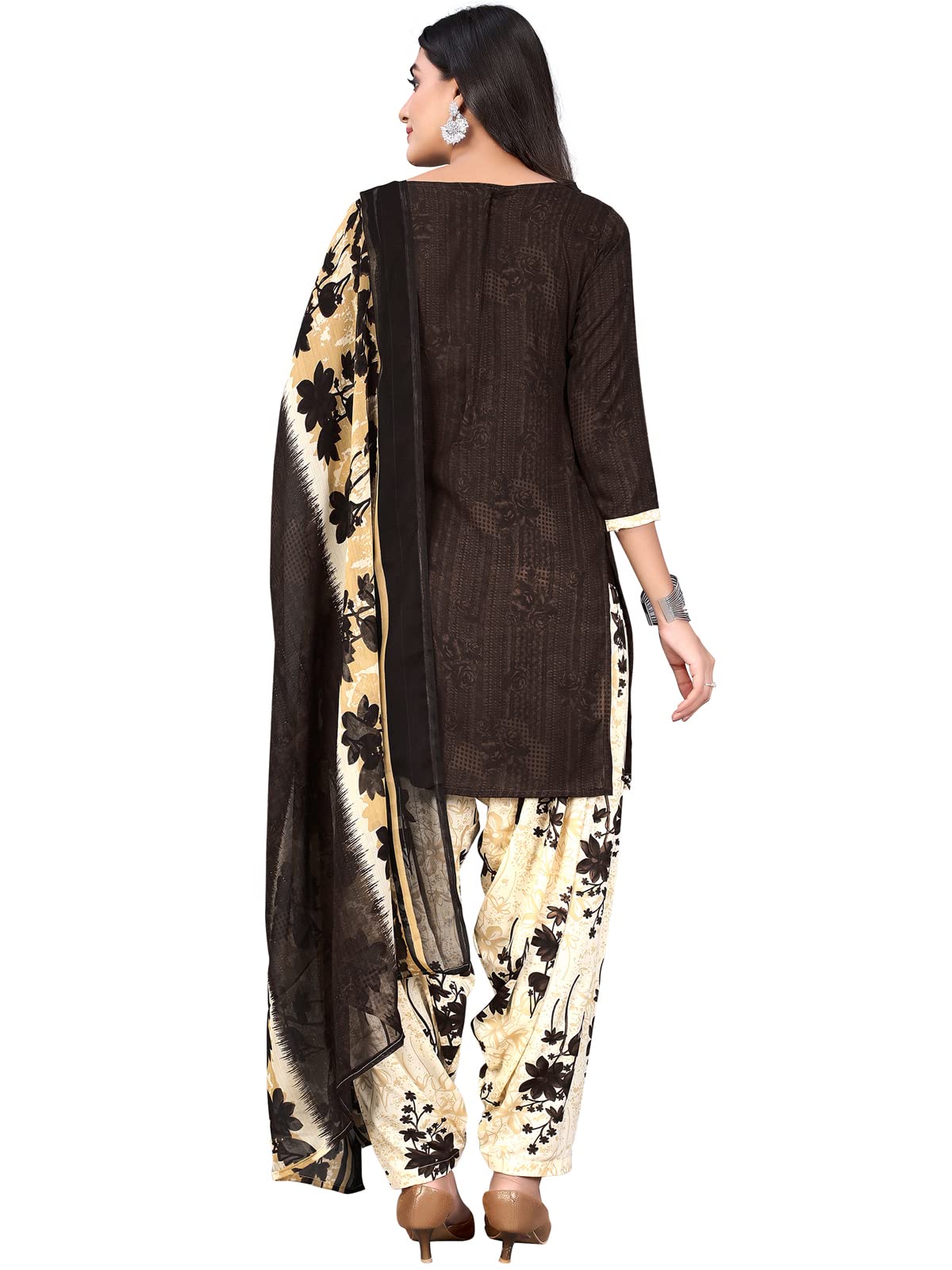 Satrani Womens Crepe Printed Unstitiched Dress Material