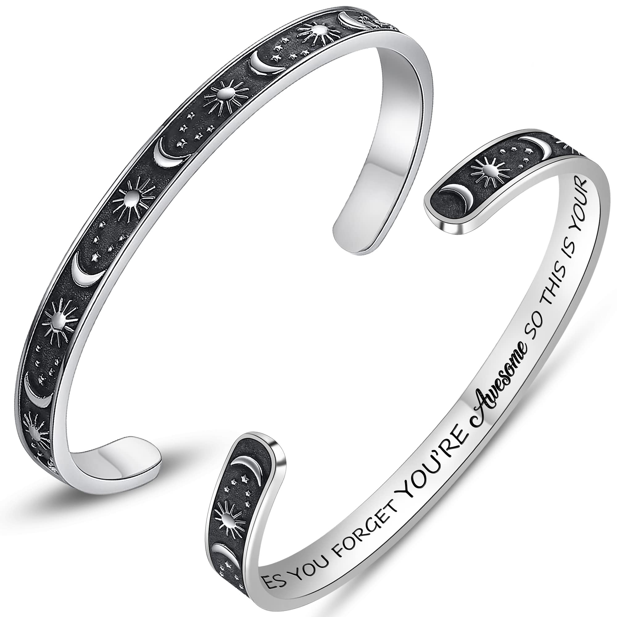 Btysun Bracelets for Women Inspirational Gifts for Her Girls Motivational Birthday Cuff Bangle Friendship Personalized Mantra Ch