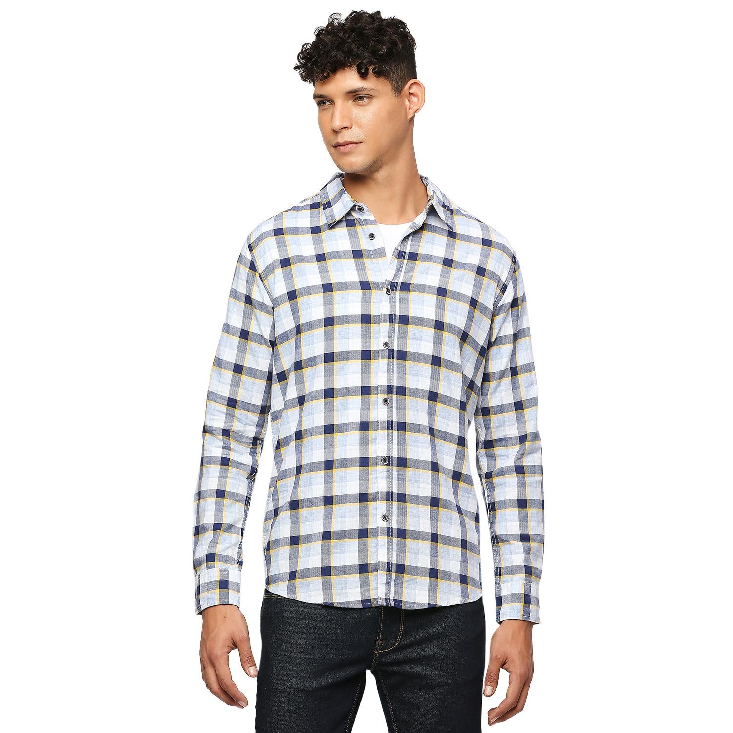 Pepe Jeans MenS Checkered Regular Fit Shirt (Pm308374_Blue
