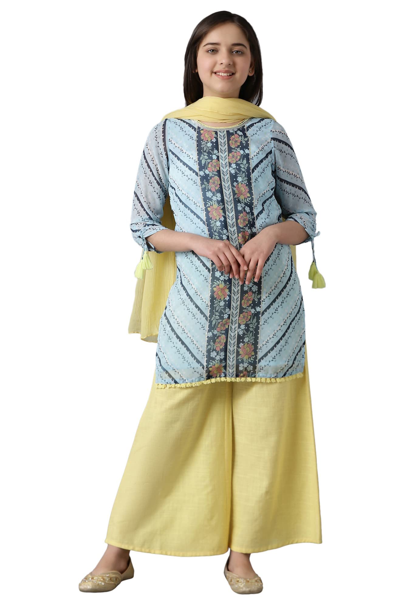 Aurelia Girl'S Polyester Kurta, Palazzo, Dupatta (22Feg10242C