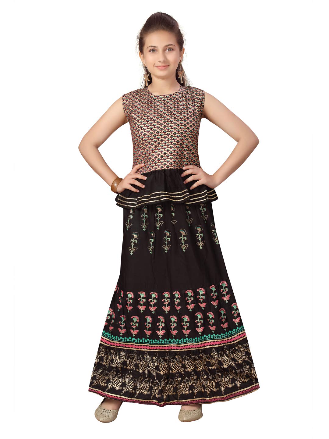 Aarika GirlS Cotton Lehenga Choli Set (Jn_Lch-K-67_Black_15-16 Years)