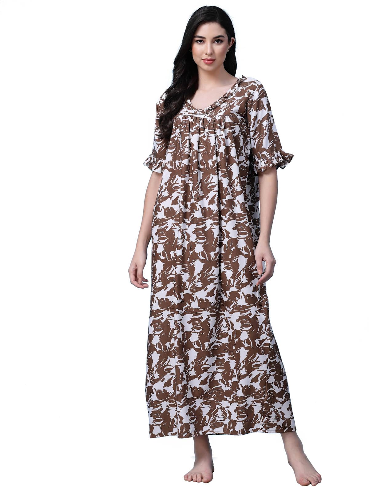 OOMPH! Cotton Blend Nighty for Womens | Night Gown | Nighty | Nightdress | Maxi Dress | Sleepwear | Gown for Women | Nighties |