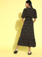 Rare Women'S Georgette A-Line Knee-Length Dress (Ep6244_Black)
