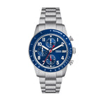 Fossil Men's Sport Tourer Quartz Stainless Steel Chronograph Watch, Color: Silver/Blue (Model: FS6047)
