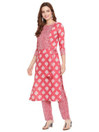 Shasmi Women'S Pink Cotton Straight Kurta With Checkered Trouser (Kurta 24 Pink S)