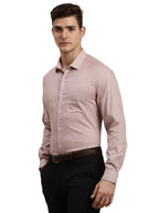 Turtle Men 100% Cotton Printed Slim Fit Light Mauve Formal Shirt
