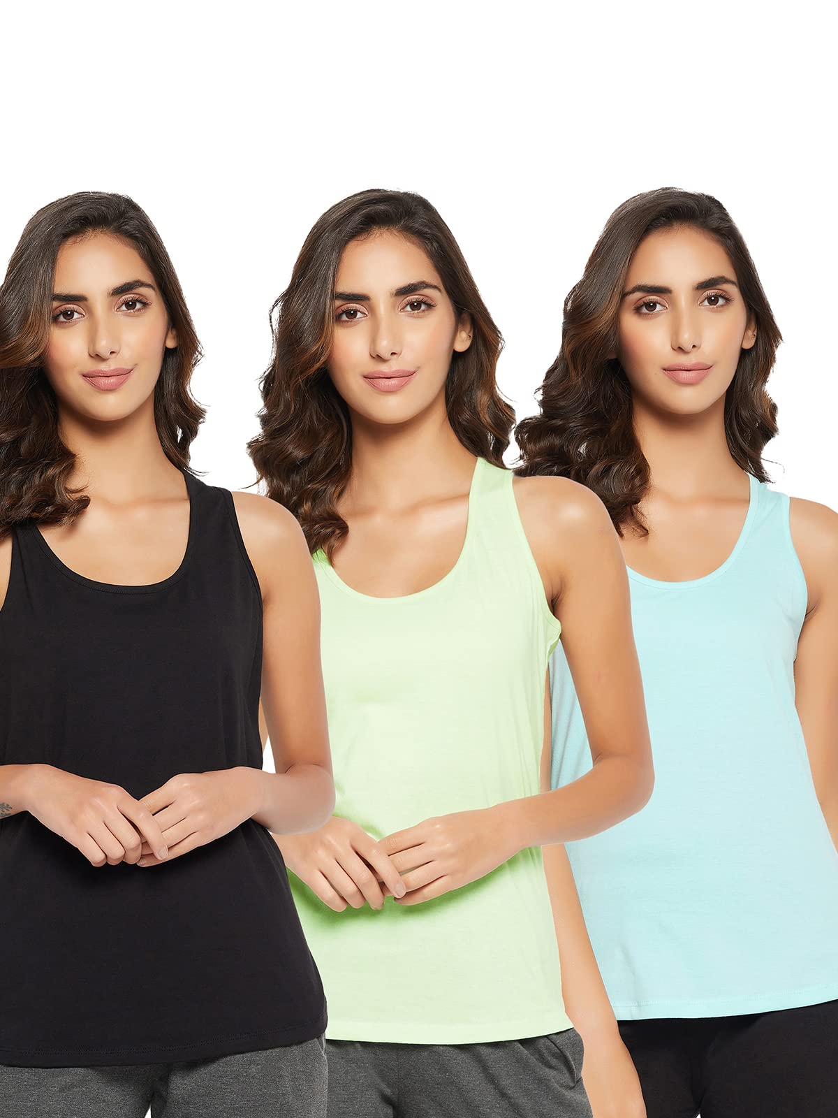 Clovia Womens Cotton Pack of 3 Assorted Colour Camisole (CMC001P36_Multi_O) (Print and Color May Vary)