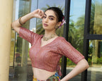 Pujia Mills WomenS Indian Ethnic Wear Designer Silver Sequence With Matching Embroidered Work V Neck Half Sleeve Readymade Padd