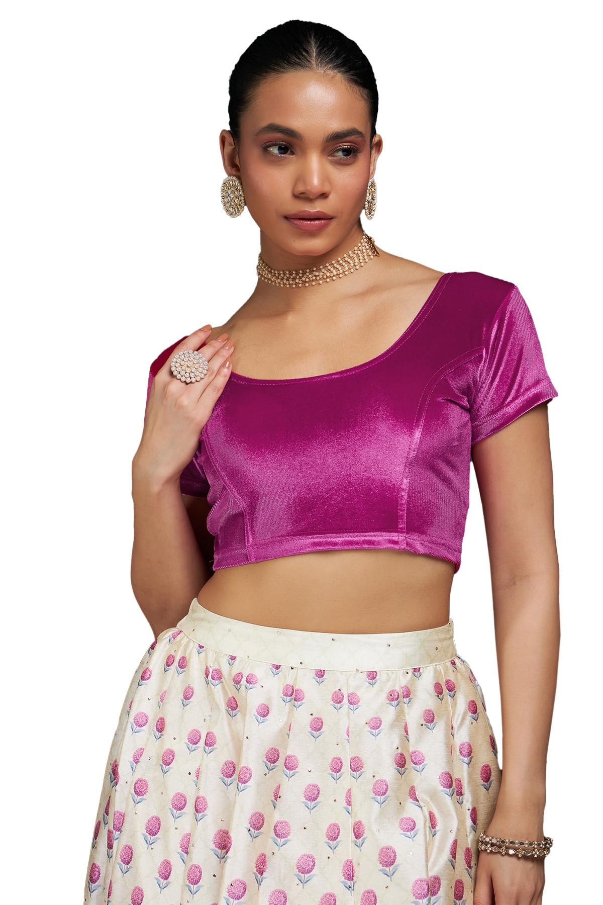 Soch Women Velvet Princess Cut Half Sleeve Blouse