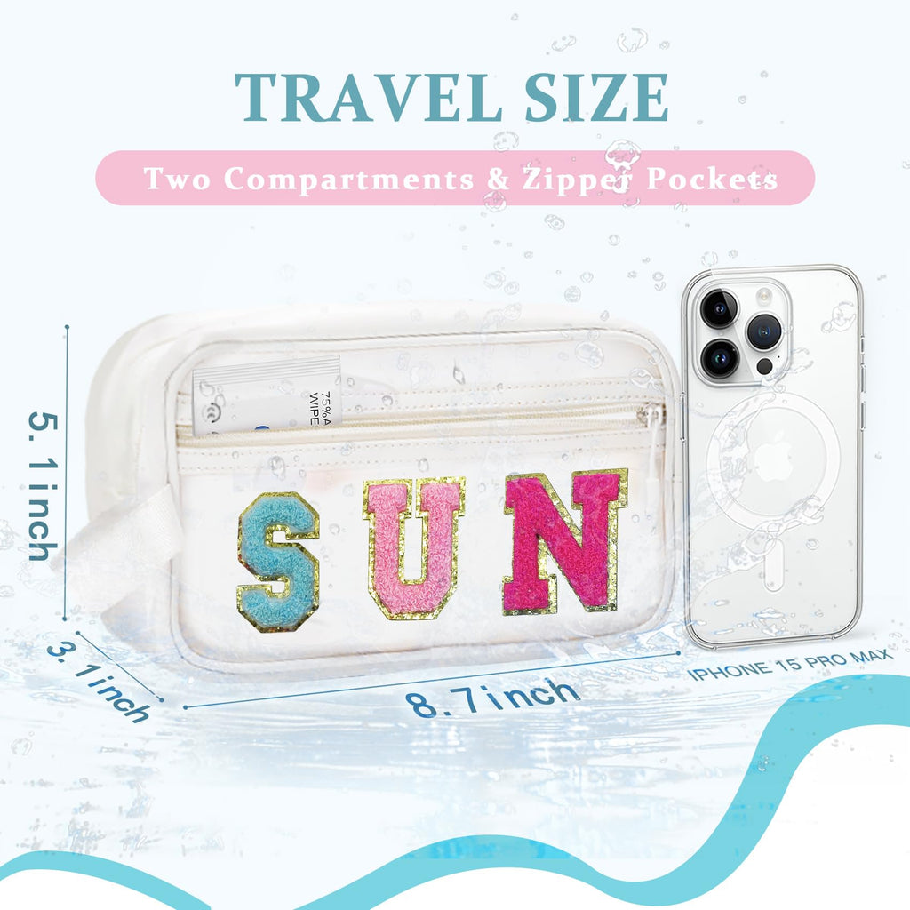 COSHAYSOO Clear SUN Makeup Bag Sunscreen SPF Pouch Beach Pool Lake Spa Travel Cosmetic Toiletry Stuff Organizer for Women Teenag